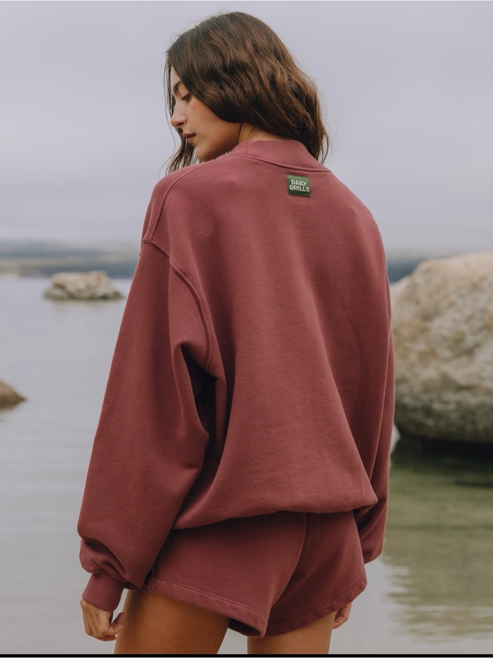 Daily Drills ‼️SOLD OUT‼️ Oversized Reversible Vintage Crew in Wine